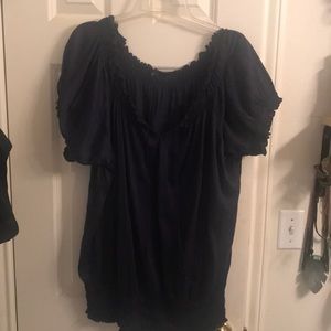 Thin dark blue blouse